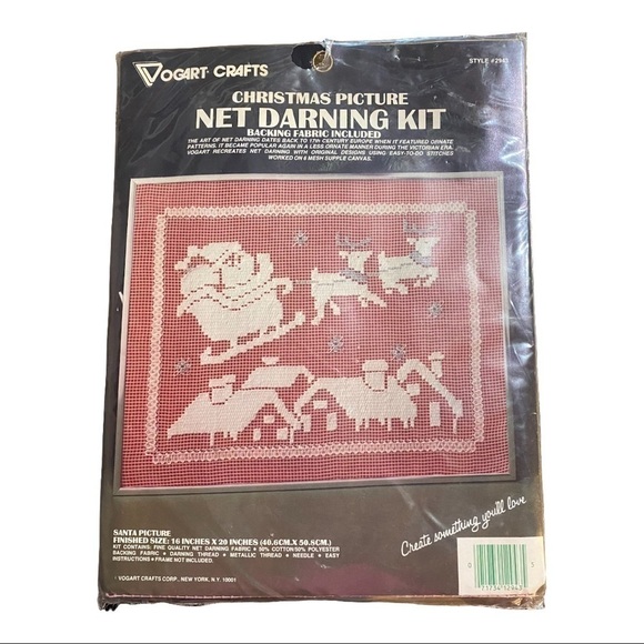Net Darning Kit Christmas Santa Pic - Picture 2 of 5